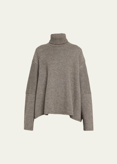 The Row Erci Oversized Alpaca And Silk-blend Turtleneck Sweater In Grey