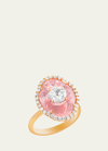BOGHOSSIAN ROSE GOLD INLAY MORGANITE RING WITH DIAMONDS