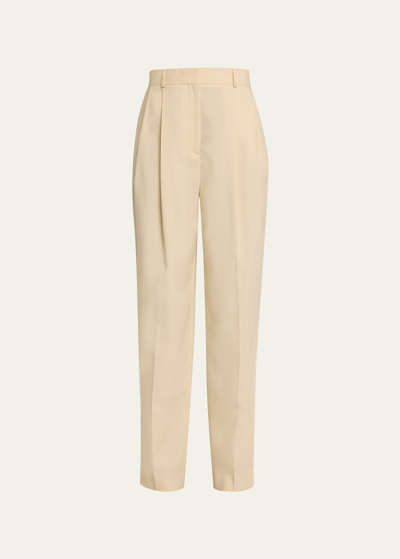 Totême Mid-rise Double-pleated Straight-leg Tailored Trousers In Open White