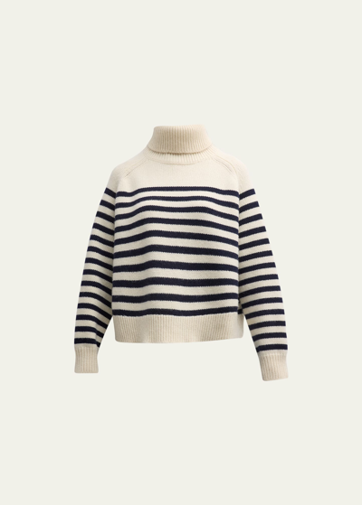Nili Lotan Gideon Stripe Wool Cashmere Turtleneck Sweater In Multi