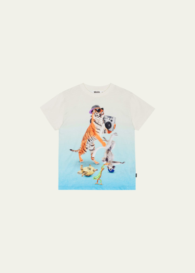 Molo Kids' Boy's Roxo Dancing Animals Graphic T-shirt In Dance Animals