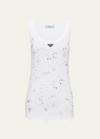 Prada Embellished Vest In F0009 Bianco