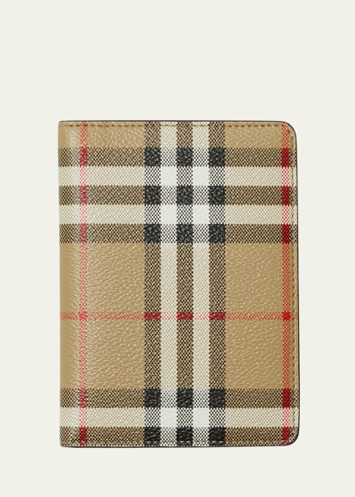 Burberry Check Bifold Passport Holder In Archive Beige