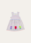 FLORENCE EISEMAN GIRL'S MULTI-STRIPE KNIT DRESS WITH POPSICLES