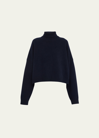 The Row Ezio Wool And Cashmere-blend Turtleneck Jumper In Dark Navy