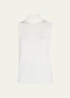 Lafayette 148 Sleeveless Knit Turtleneck Shell In Cloud