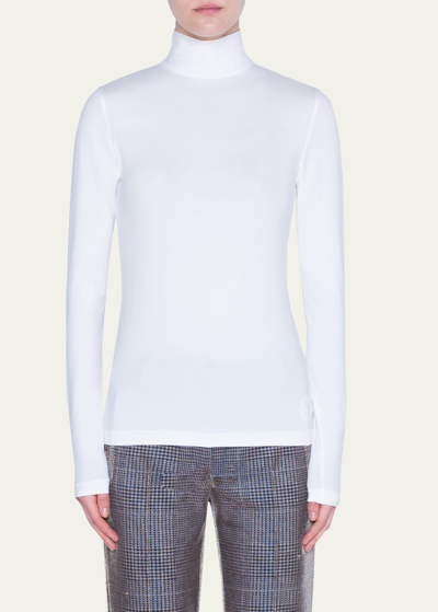 Akris Punto Turtleneck Long-sleeve Modal-stretch Top In Neutral Pattern