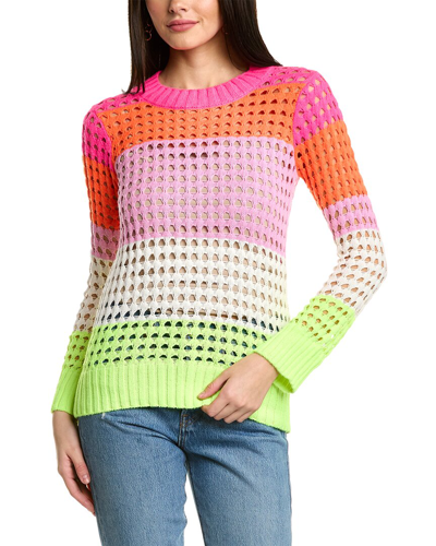 Wispr Pointelle Stripe Silk-blend Sweater In Pink