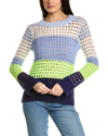 Wispr Pointelle Stripe Silk-blend Sweater In Blue