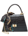 PERSAMAN NEW YORK PERSAMAN NEW YORK MARTA CROC-EMBOSSED LEATHER SATCHEL