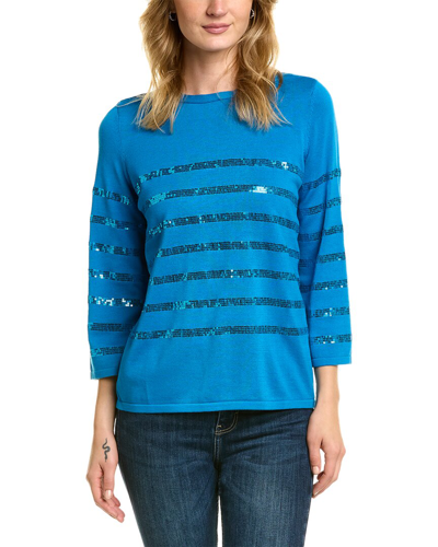 Edinburgh Knitwear Sequin Stripe Sweater In Blue