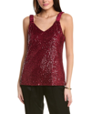 Vince Camuto Ruched Strap Sequin Tank Top In Red