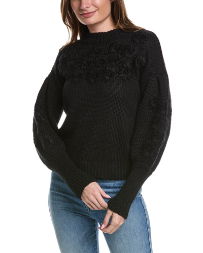 Stellah Chunky-knit Floral-embroidered Pullover In Black