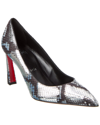 Christian Louboutin Condora 85 Snake-embossed Leather Pump In Silver
