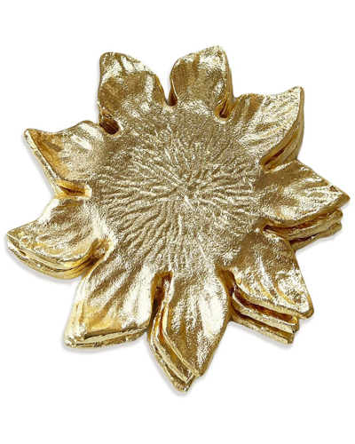 Alice Pazkus Flower Shaped Coaster Set Of 4 In Gold