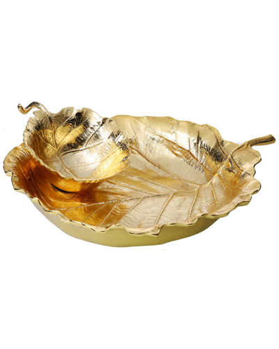 Alice Pazkus 12.25in Gold Leaf Chip N Dip Bowl