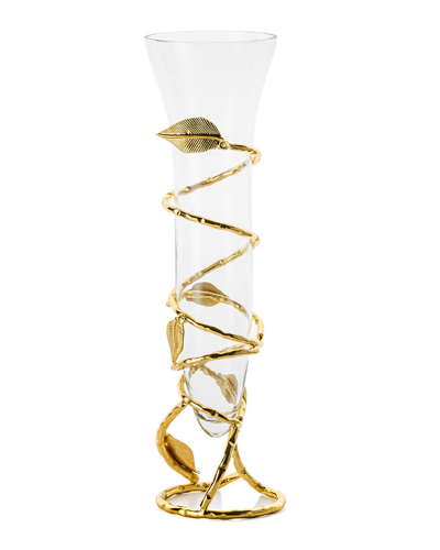 Classic Touch Glass Vase With Gold Leaf Removable Base