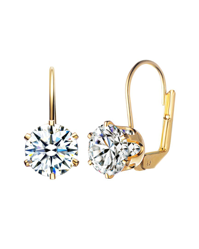 Genevive 14k Over Silver Cz Classic Earrings In Gold