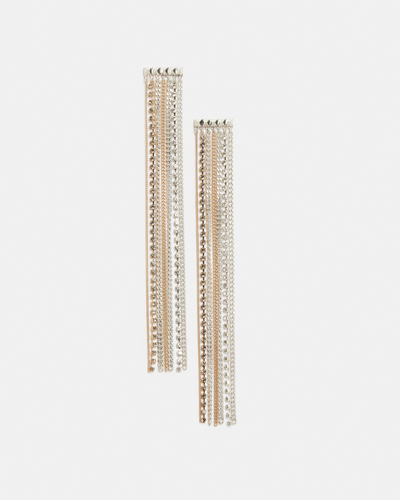 Allsaints Farrah Mult-tonal Chain Earrings In Warm Brass/black
