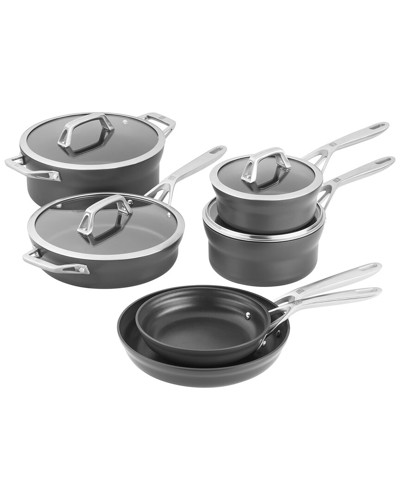 Zwilling J.a. Henckels Zwilling Ja Henckels Motion Nonstick Hard-anodized 10pc Cookware Set In Black