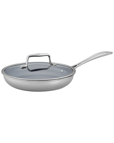 Zwilling J.a. Henckels Zwilling Ja Henckels Clad Cfx 9.5in Stainless Steel Ceramic Nonstick Fry Pan With Lid In Gray