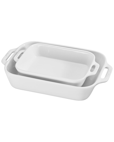Staub Ceramic 2pc Rectangular Baking Dish Set In White