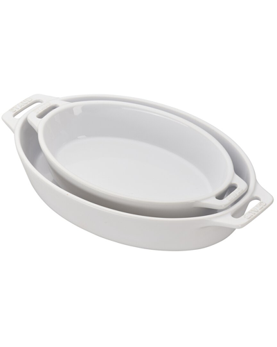 Staub Ceramic 2pc Oval Baking Dish Set In White