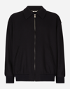 Dolce & Gabbana Logo-plaque Zip-up Bomber Jacket In Blue