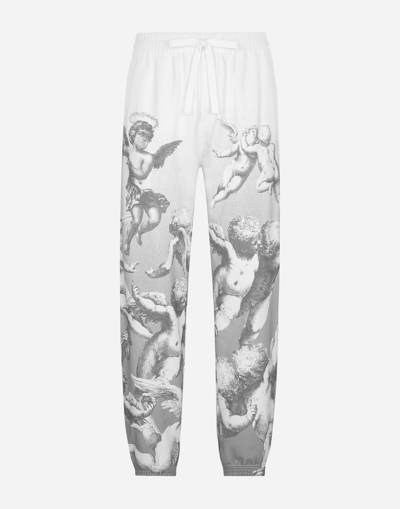 Dolce & Gabbana Dolce&gabbana Blanco Cotton Jogging Trousers With Angel Print In White