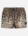 DOLCE & GABBANA SHORT SWIM TRUNKS WITH LEOPARD PRINT