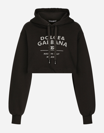 DOLCE & GABBANA JERSEY HOODIE WITH DOLCE&GABBANA LOGO LETTERING