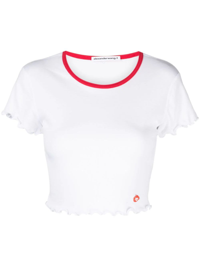 Alexander Wang Lettuce-hem Cropped T-shirt In White