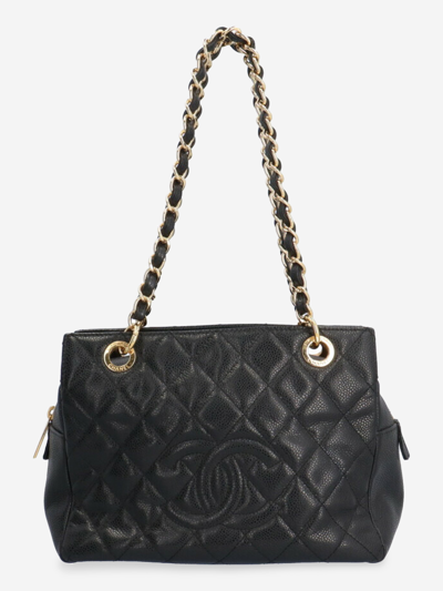 Pre-owned Chanel Leather Tote Bag In Black