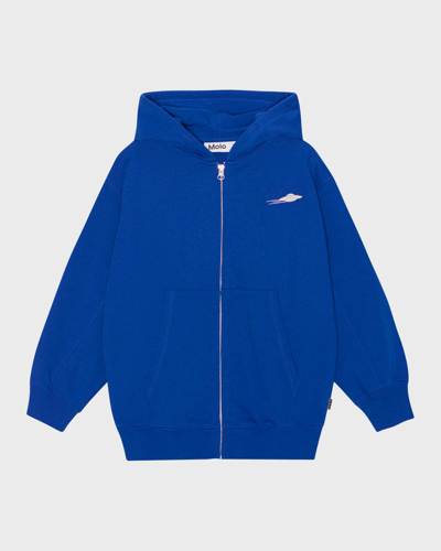 Molo Kids' Boy's Mazz Ufo Graphic Hoodie In Reef Blue