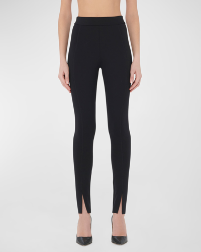 Wolford Ribbed Seamless Leggings Elastic Waistband In Black
