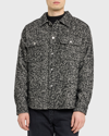 Frame Tweed Textured Regular Fit Overshirt In Grey