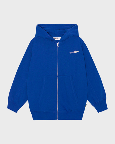 Molo Kids' Boy's Mazz Ufo Graphic Hoodie In Reef Blue