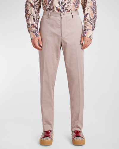 Etro Men's Cotton Flat-front Pants In Taupe