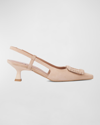 Aquatalia Slingback Weatherproof Suede Pumps In Almond