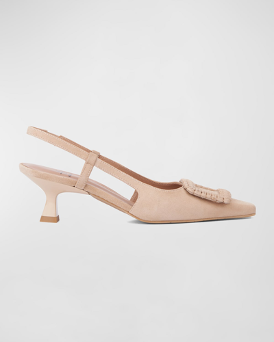 Aquatalia Arabella Kitten Heel Weatherproof Slingback Pump In Brown