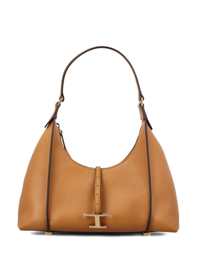 Tod's Small Tsb Hobo Leather Bag In Brown
