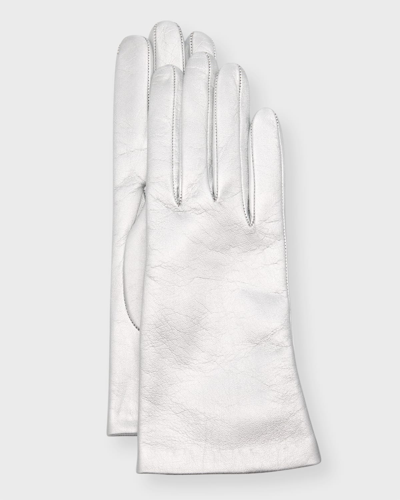 Portolano Cashmere-lined Napa Leather Gloves In Metallic Silver