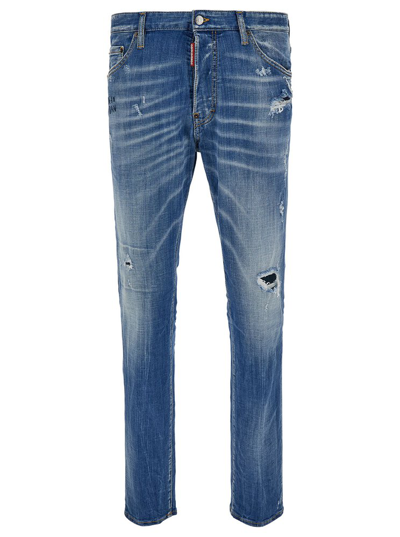 Dsquared2 Cool Guy Distressed Mid Rise Jeans In Blue