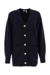 Chloé Knot-button Recycled Cashmere Cardigan In Blue