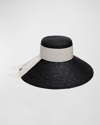 Eugenia Kim Mirabel Straw Large-brim Hat With Scarf In Black