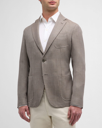 Emporio Armani Textured Wool Sport Coat In Tan
