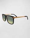 Vintage Frames Company Men's Don Acetate 24k Yellow Gold Rectangle Sunglasses In Green Yellow