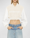 Givenchy Women's Cropped Varsity Jacket In Wool And Leather In Beige White