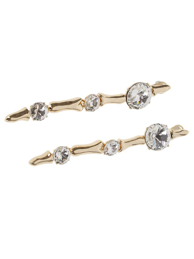 Area Long Bone Crystal Embellished Drop Earrings In Gold