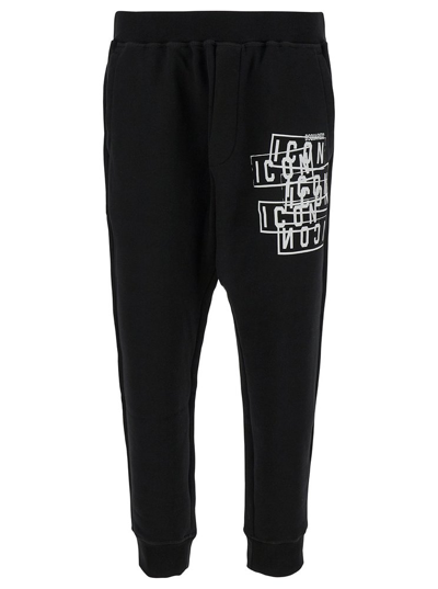 Dsquared2 Icon Printed Elastic Waist Pants In Black